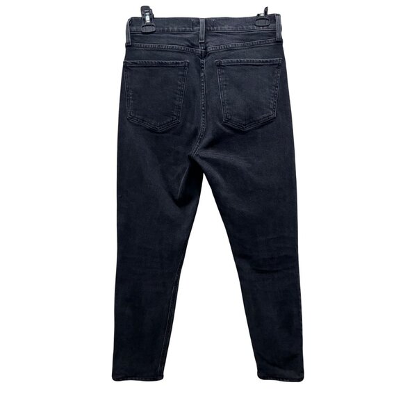 Agolde Nico High-Rise Slim Fit Button Fly Jeans In Washed Black Size 27 - Picture 4 of 8